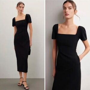 NWT A.L.C. Elvie Midi Dress – Black – Size 6 – Structured Cady – $595 Retail